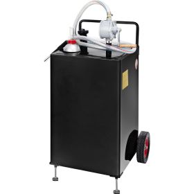 30 Gallon Gas Caddy, Fuel Storage Tank with Wheels, Portable Fuel Caddy with Manuel Transfer Pump, Gasoline Diesel Fuel Container for Cars